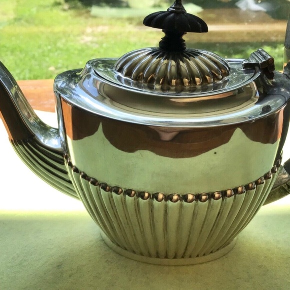 Antique Isidore Leapman Sterling Silver Bachelor Tea Set Teapot Sugar Creamer - Picture 2 of 9